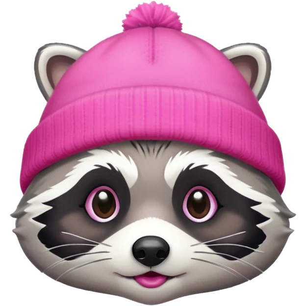 racoon with pink and white beanie emoji