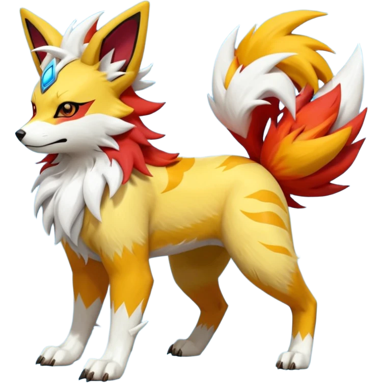 Feral Quadrupedal Digitigrade Electrike-Jolteon-Lycanroc-Furret-Renamon-Zeraora-fusion-hybrid-creature, full body  emoji