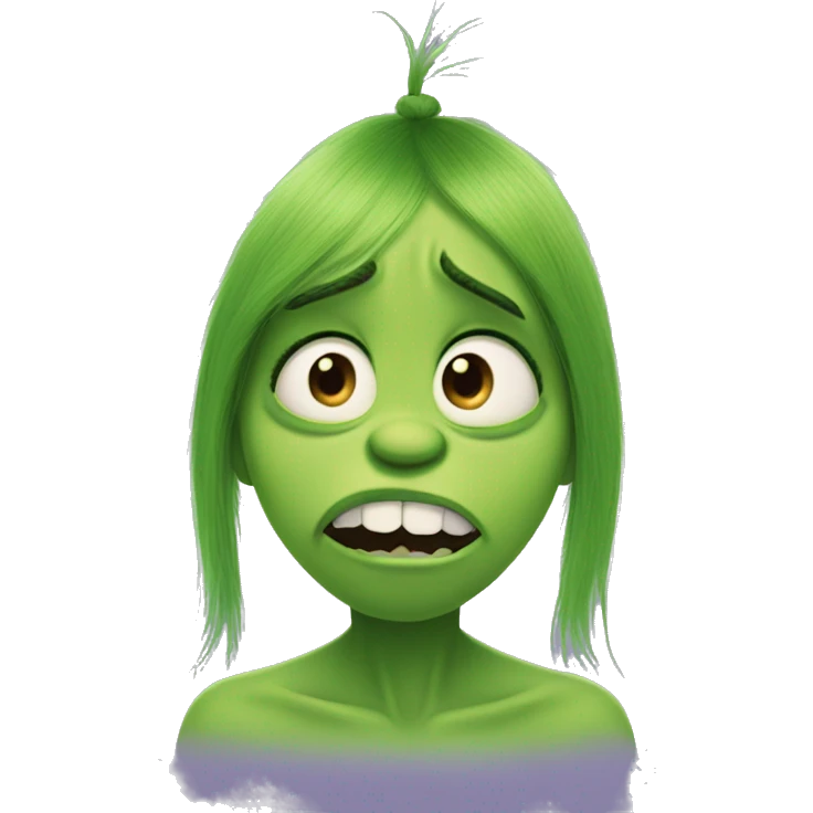 disgust ( from inside out ) x grinch has green skin, hair same grich emoji