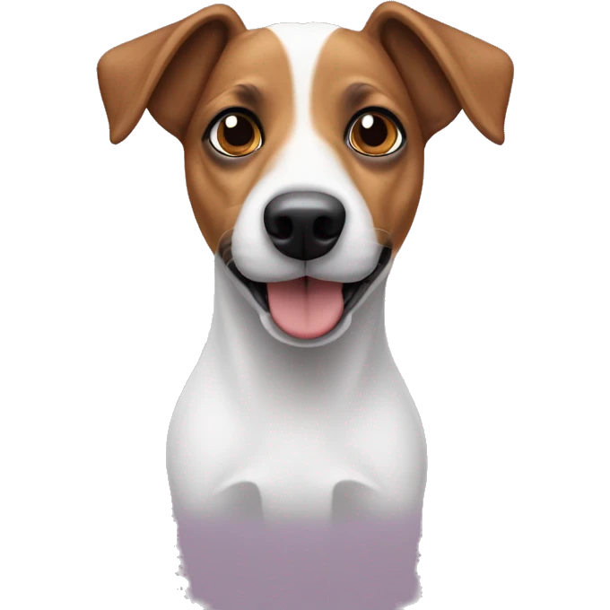 Un perro jack russell con las orejas de punta emoji