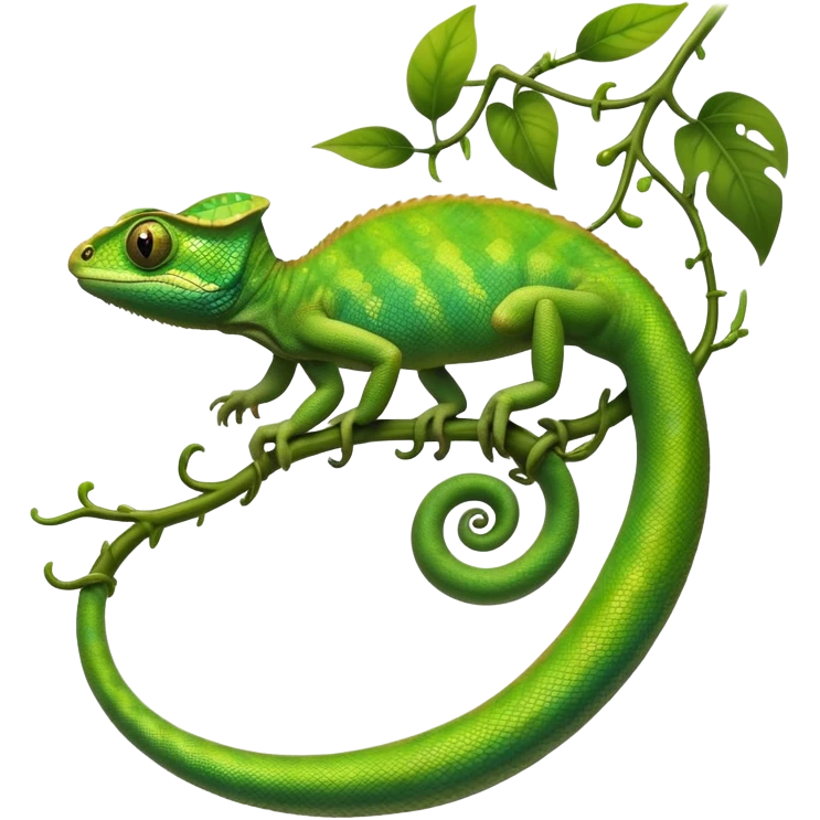 cinematic-chameleon-realistic-full-body-climbing-emoji,-slender-body-gripping-a-twisting-vine-with-prehensile-feet,-scaly-green-skin-shifting-shades-with-its-environment,-large-bulging-eyes-rotating-independently,-delicate-coiled-tail-curling-behind,-long-tongue-slightly-protruding-as-if-ready-to-strike,-simplified-yet-realistic-focused-features,-highly-detailed,-glowing-with-an-ethereal-forest-light emoji