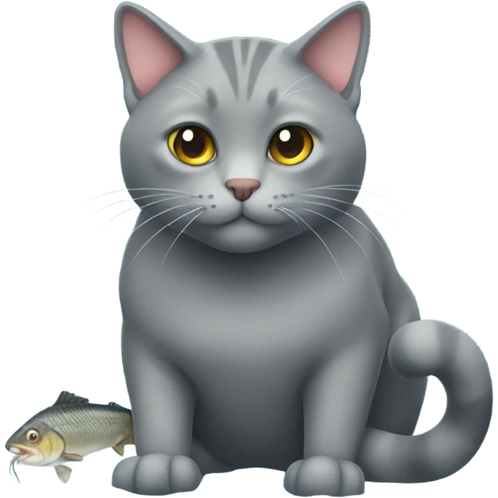 Grey cat fishing  emoji