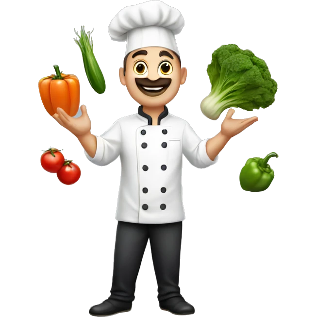 a chef juggling vegetables emoji