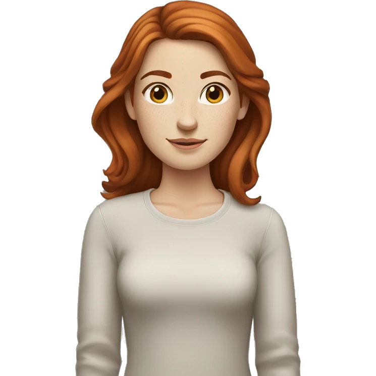 white girl with medium auburn hair and freckles emoji