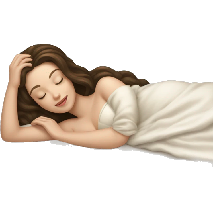 sleeping beauty brunette white girl with a silk pillow emoji