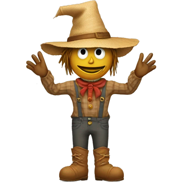 Scarecrow pointing fingers in different directions with arms crossed emoji