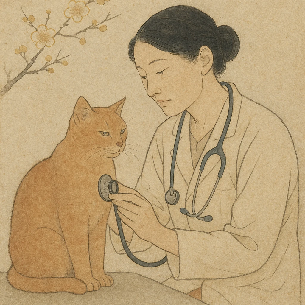 veterinarian examining a cat emoji