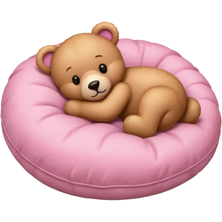 Pink teddy bear sleeping on a pillow  emoji