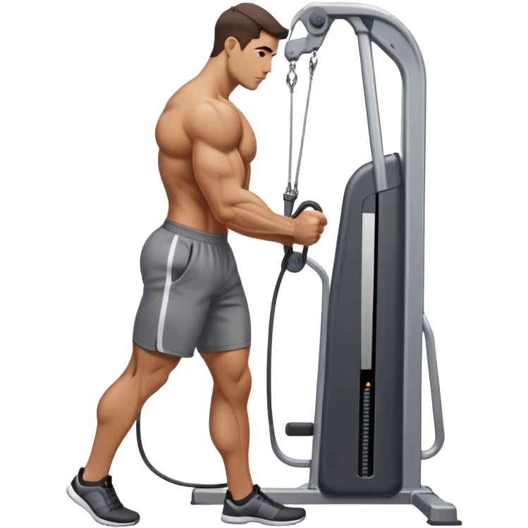 side-view man standing cable-machine tricep-pushdown emoji
