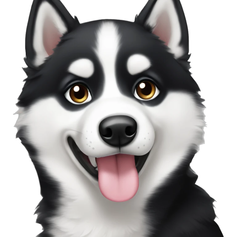 Cute black and white husky with heterochromia emoji