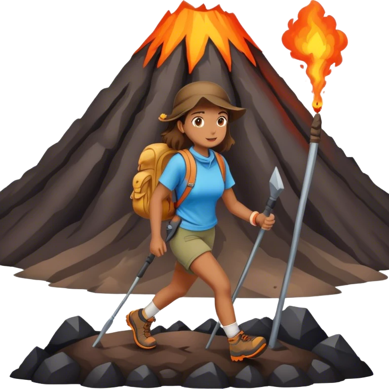 Girl hiking volcano emoji