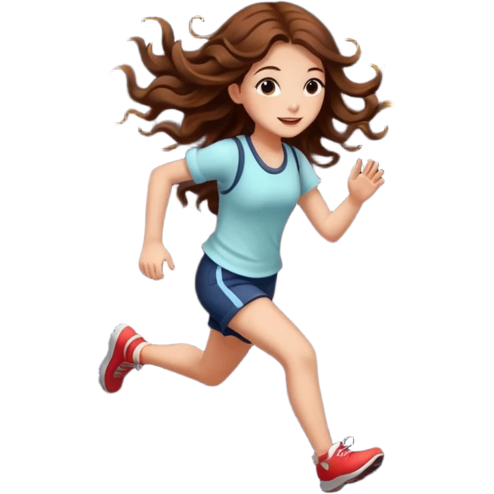 cute woman long wavy brown hair tattoos running from fireflies emoji