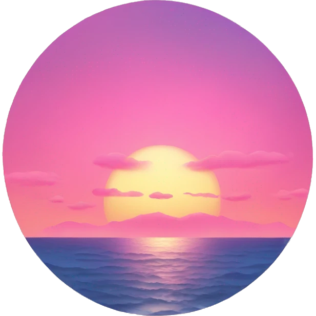 pink sunset in the sky overlooking the beach emoji