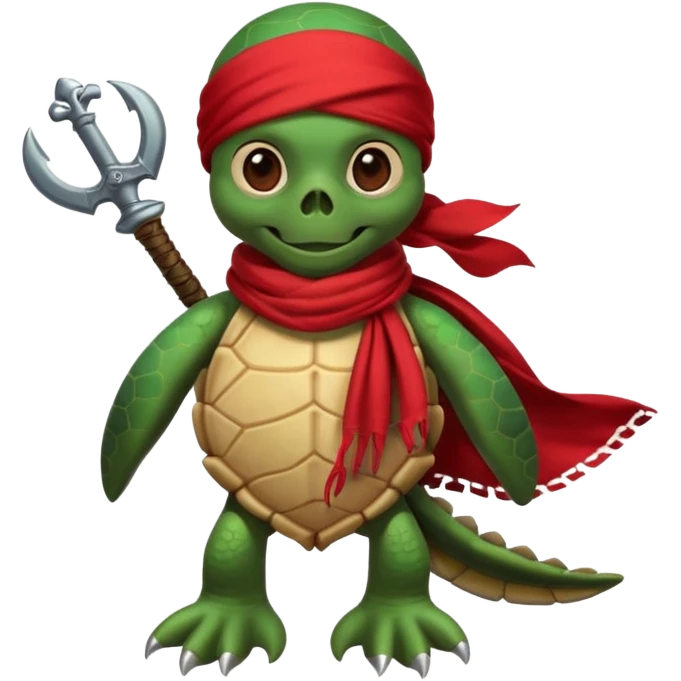sea turtle wearing a red pirate skull scarf emoji