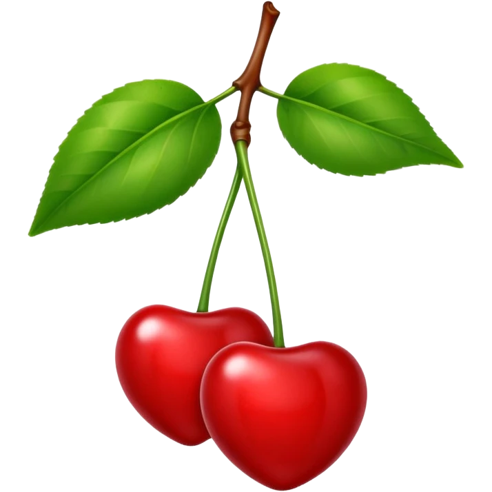 Red cherry with green leaves emoji