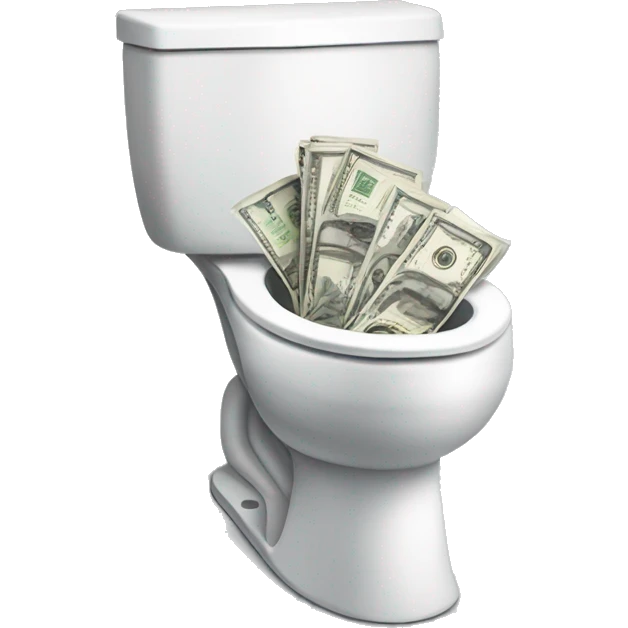 toilet bowl and money
 emoji