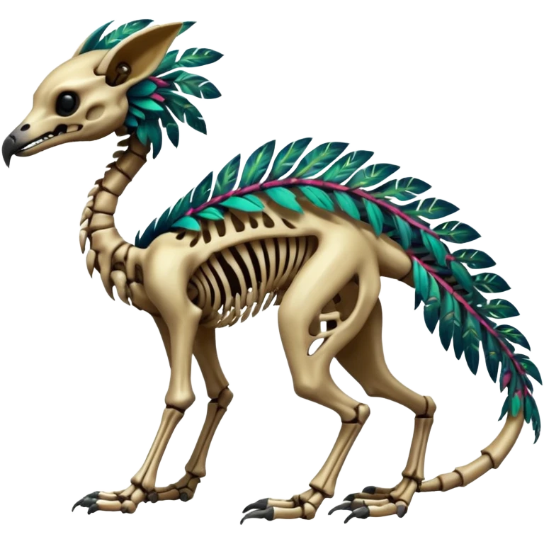Rare realistic dark edgy glossy shiny tropical tribal patterned feathery skeletal badass epic pretty beautiful handsome gorgeous aesthetic colorful vibrant Vernid-Trico-species-Fakemon-creature by LiLaiRa, 4 legs, 1 tail, random markings, (full body) emoji