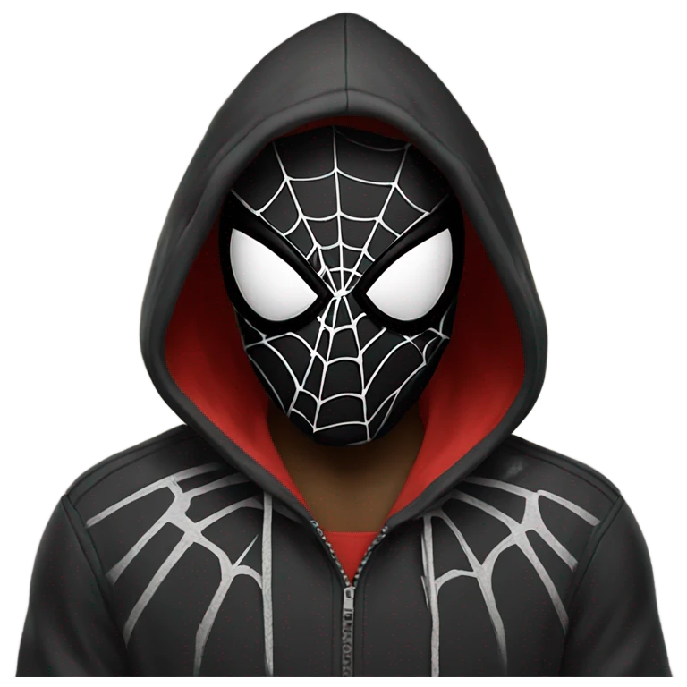 Black Spider-Man with hoodie emoji