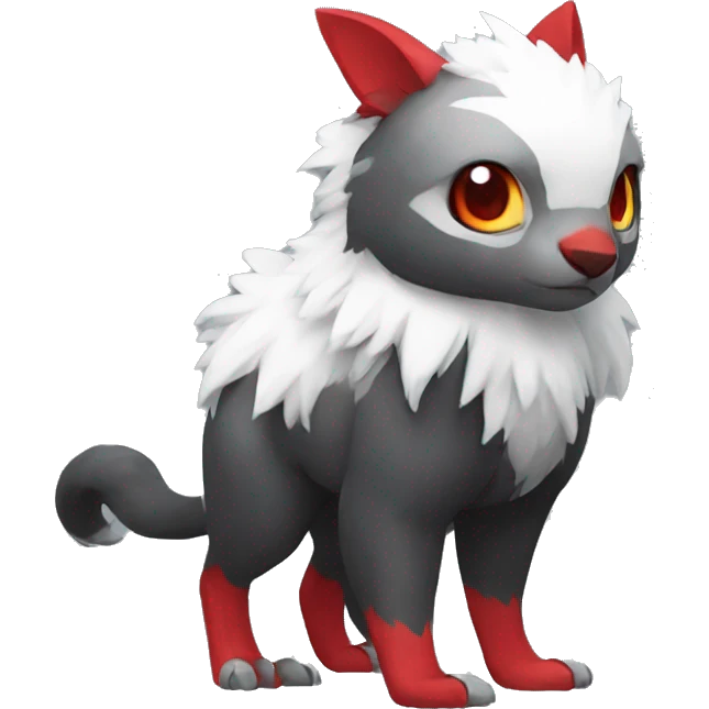 Cute cool black red white grey animal hybrid Fakemon full body emoji