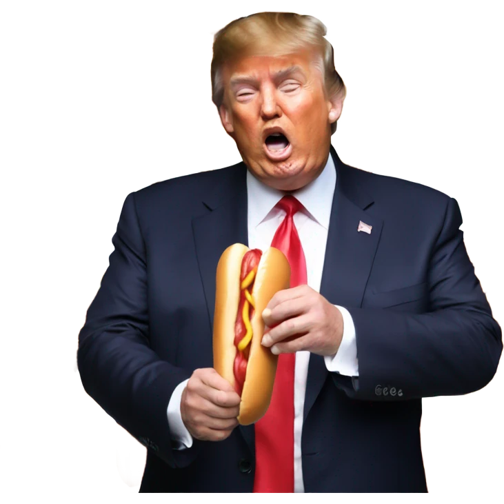Donald trump eating a hot dog emoji