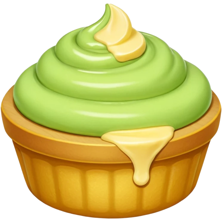 Erstelle eine Birne mit einem Stück geschmolzener Butter  emoji