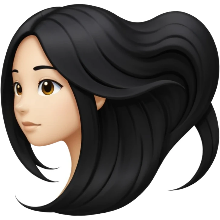back view of long black hair emoji