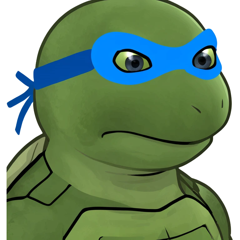 lady ninja turtle wearing blue eye mask eating cake with blue icing emoji