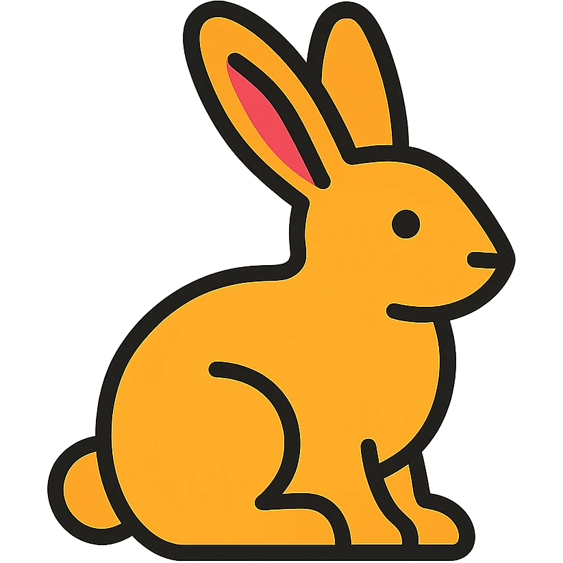 rabbit, lineal color icon with black outlines, simple and modern emoji