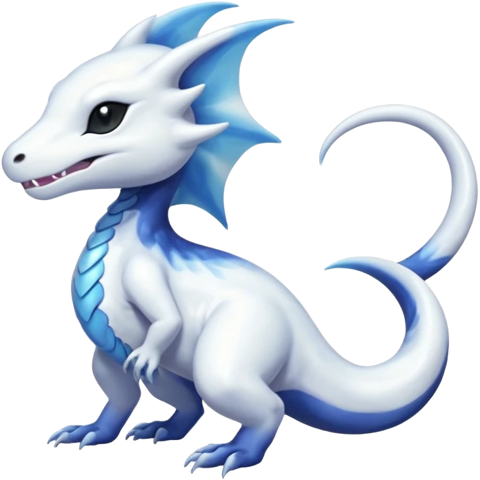 White albino shiny glossy smooth soft silky iridescent Salandit-Absol-Shinx-fusion-hybrid, full body emoji