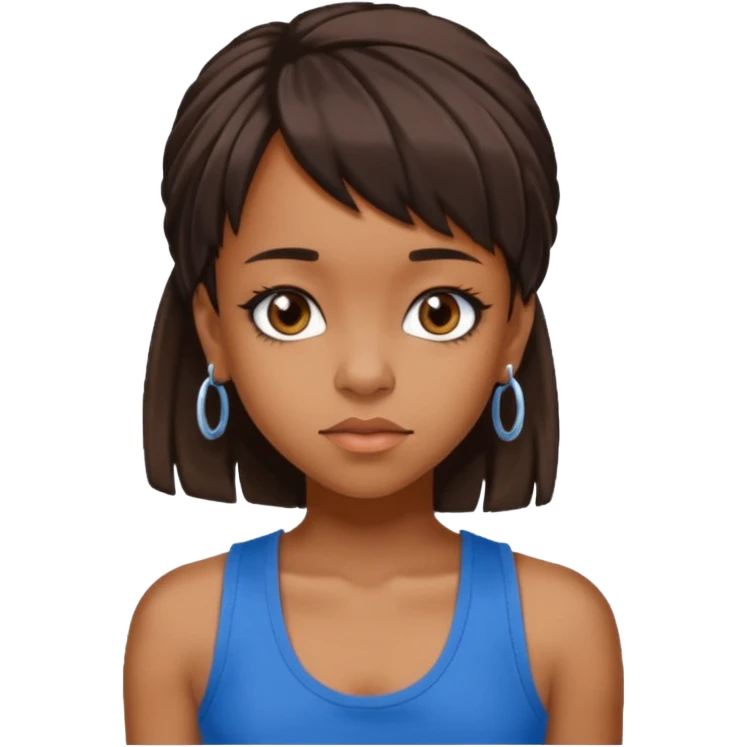 Lisa Left Eye Lopes brown eyes dark brown hair, blue tank top emoji