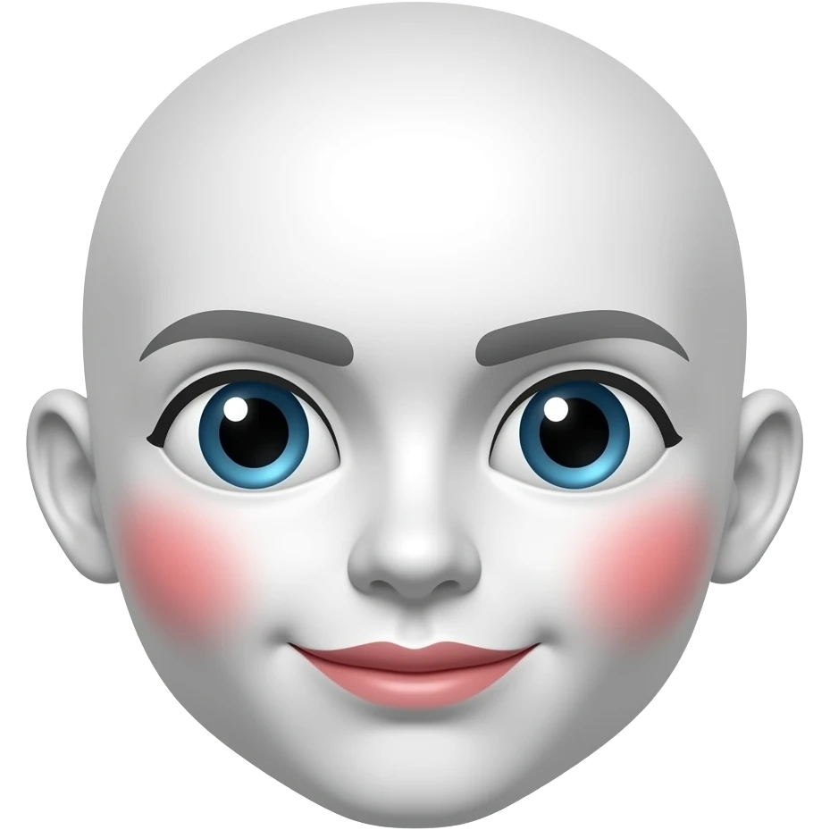 높은색상. 흰색 얼굴의 붉은색 홍조 파란동공 큰 눈 이모지 emoji
