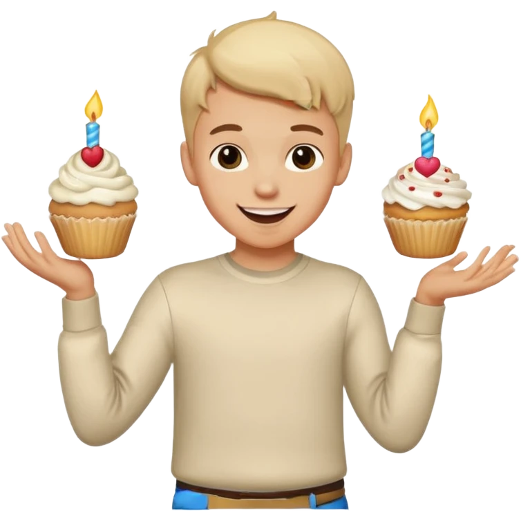 Boy dancing with cupcake  emoji