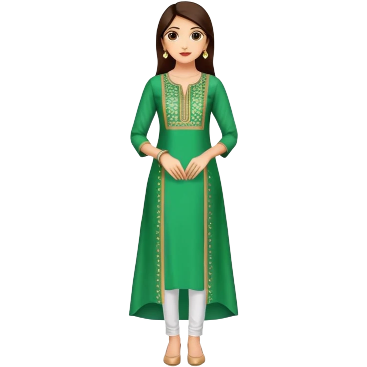 A-line green kurti with mirror work and side slits emoji