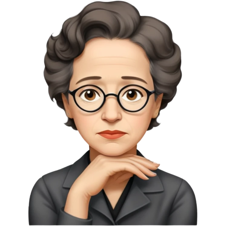 portrait of Hannah Arendt, thoughtful expression, no glasses, neutral background emoji