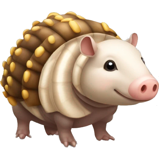  Brown and white piebald chubby round armadillo pig panda centipede armadillo wearing a crown emoji