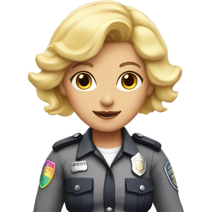 Blonde female in pink rainbow police outfit emoji