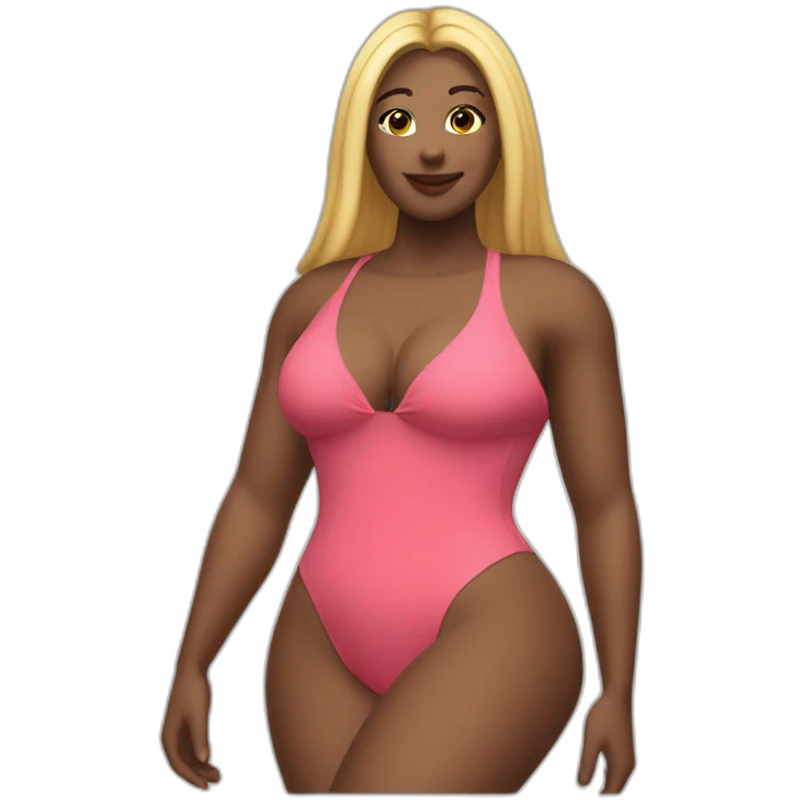 Slim-Thicc woman swimsuit posing full body (curvy slim body type, perfect body, hourglass figure) emoji