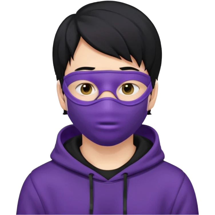 white man with black hair and black hoodie violett face mask thats covering the eyes emoji