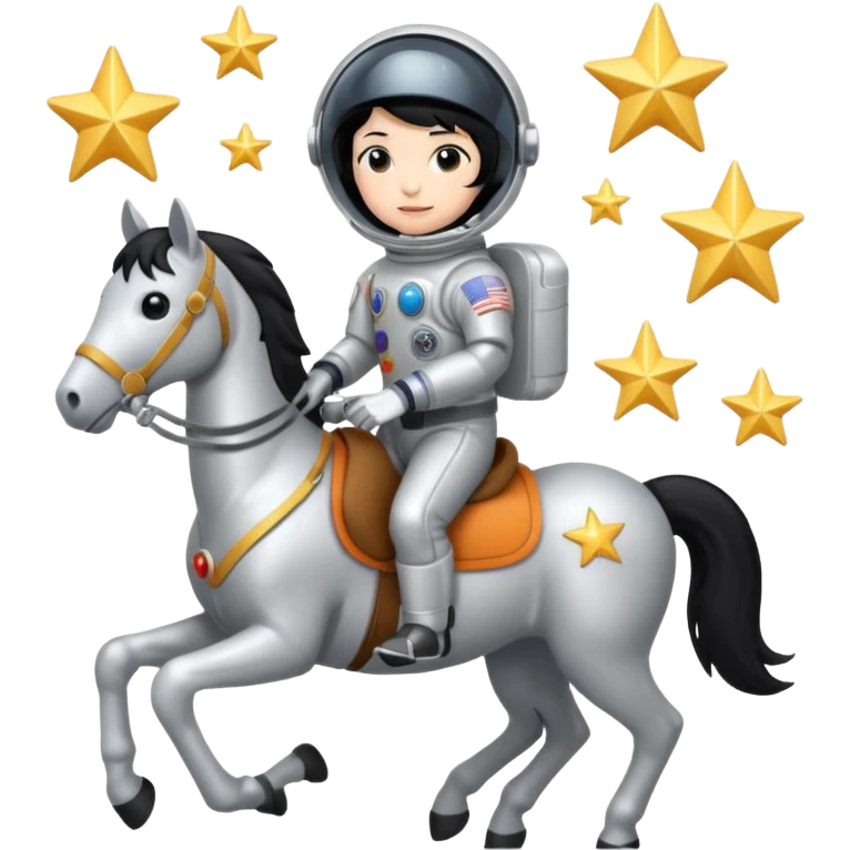 astronaut on horseback with stars in background emoji