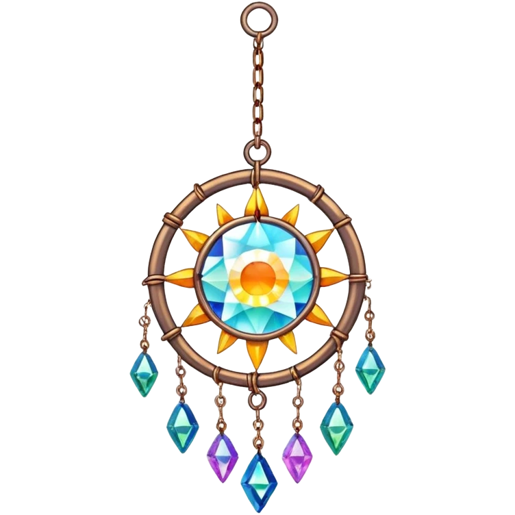 Hanging chained sun-catcher with crystal gemstones  emoji
