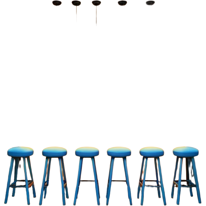 A 3D cartoon bar interior with a counter, glowing shelves of colorful bottles, tall stools, and hanging lights, warm ambient lighting, realistic reflections, Memoji-style. Photo Frame. Negative : Transparent. emoji
