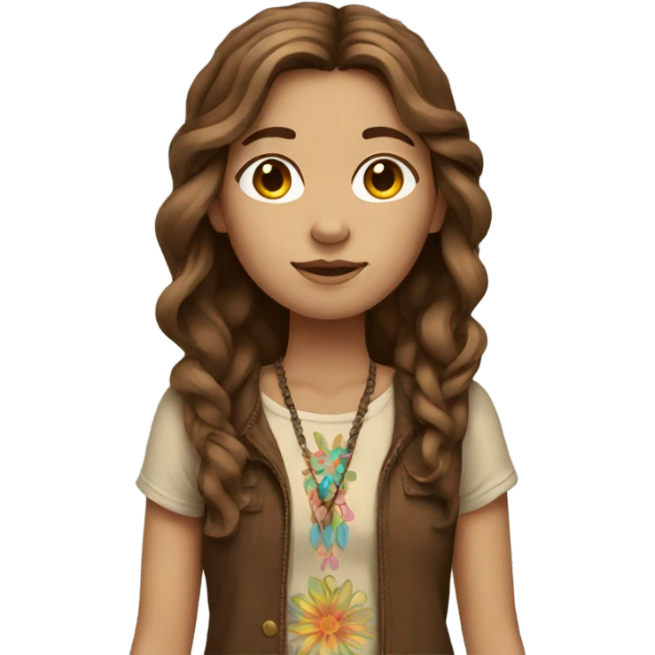 Hippie girl brown hair  emoji