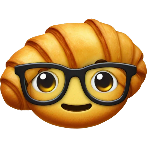 Croissant with a nerd face emoji
