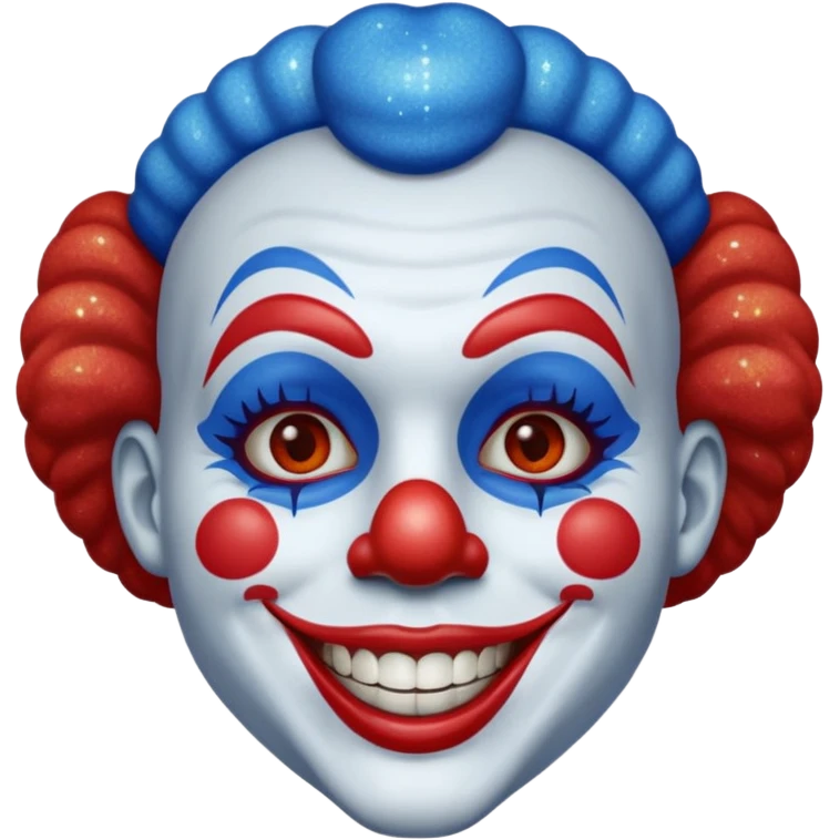 glitter red and blue clown emoji