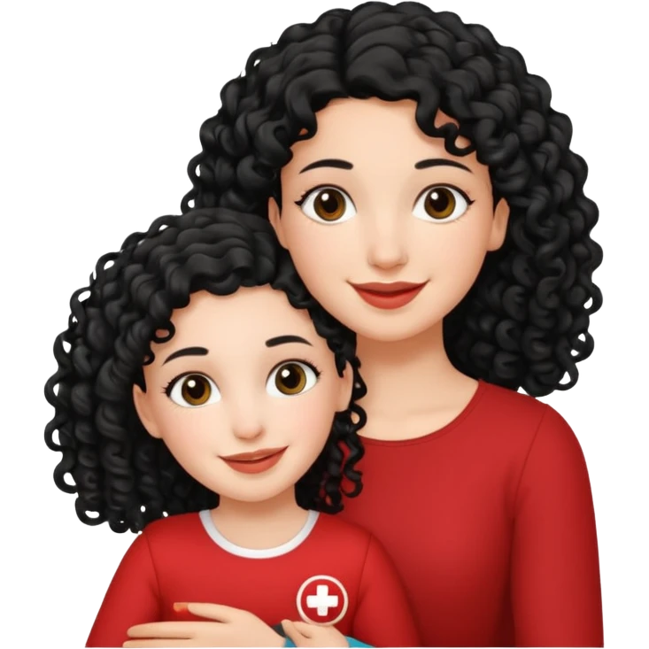 a white  girl holding tunisia girl with curly hair emoji