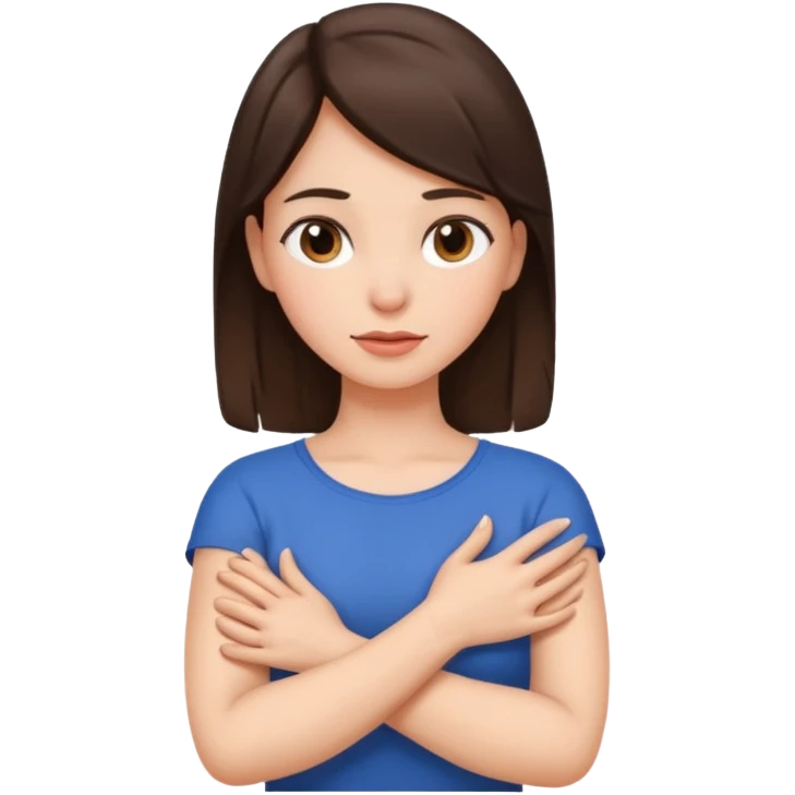 Arms crossed holding neck brunette girl emoji