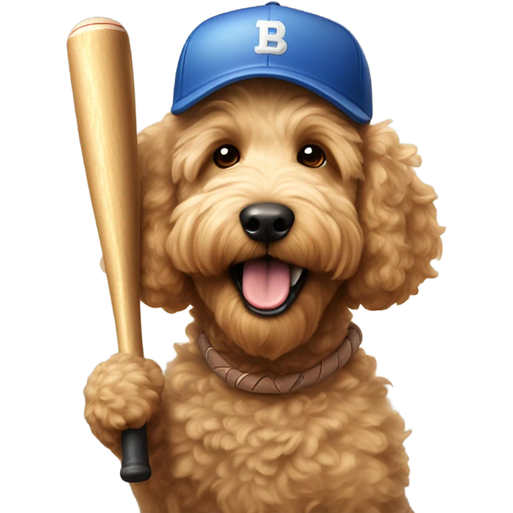 Golden doodle playing baseball emoji