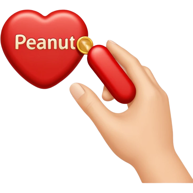 Hand pushing button that says peanut emoji