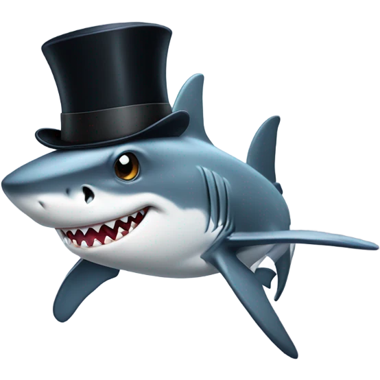 Shark with a top hat emoji