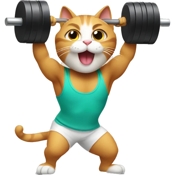 cat lifting weights emoji